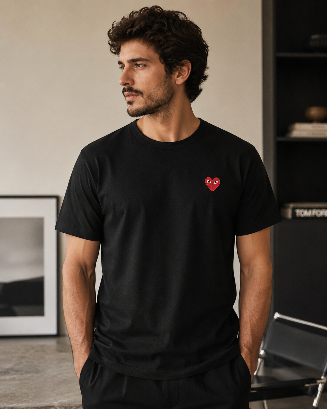 Camiseta CDG 1 Coração Vermelho