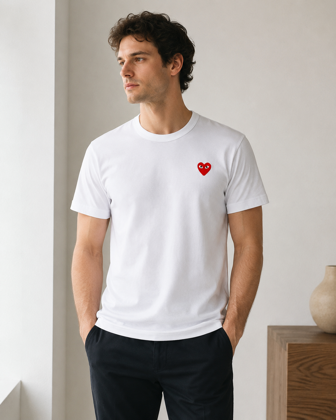 Camiseta CDG 1 Coração Vermelho