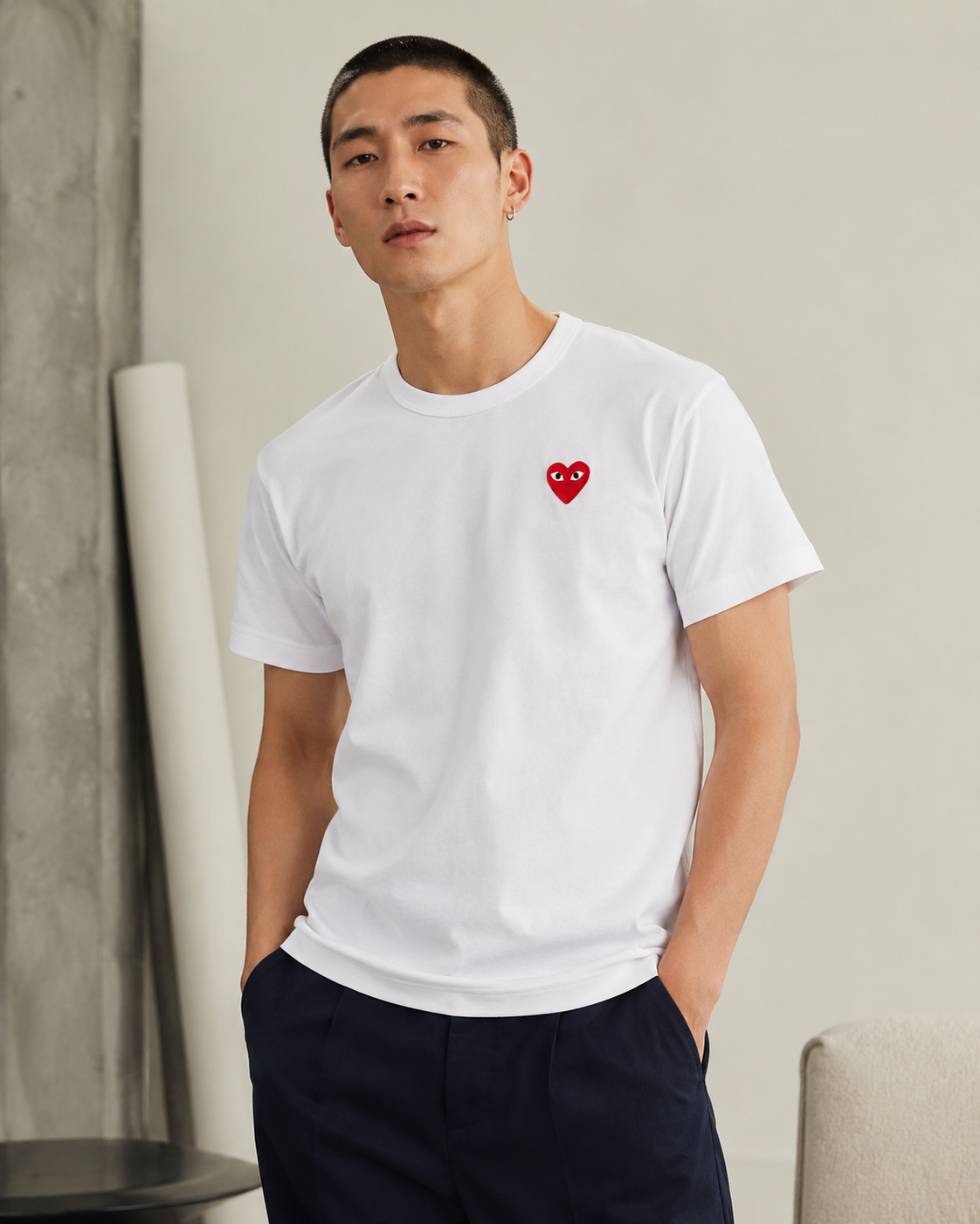 Camiseta CDG 1 Coração Vermelho