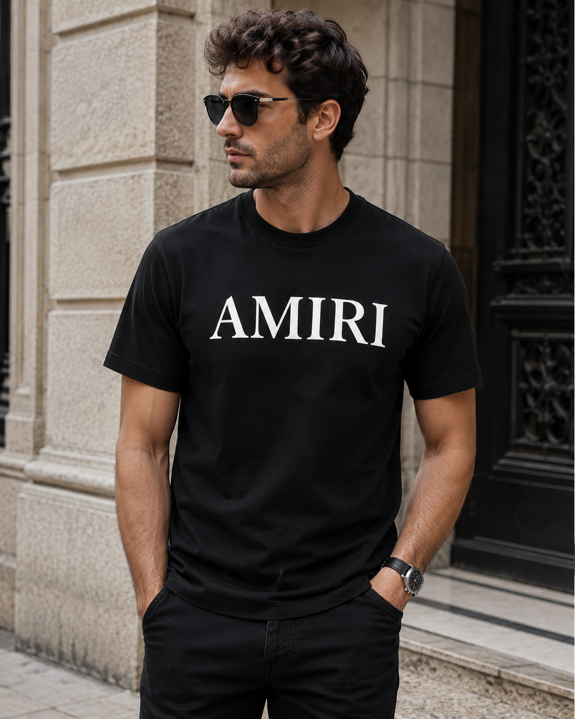 Camiseta Preta com logo Amiri