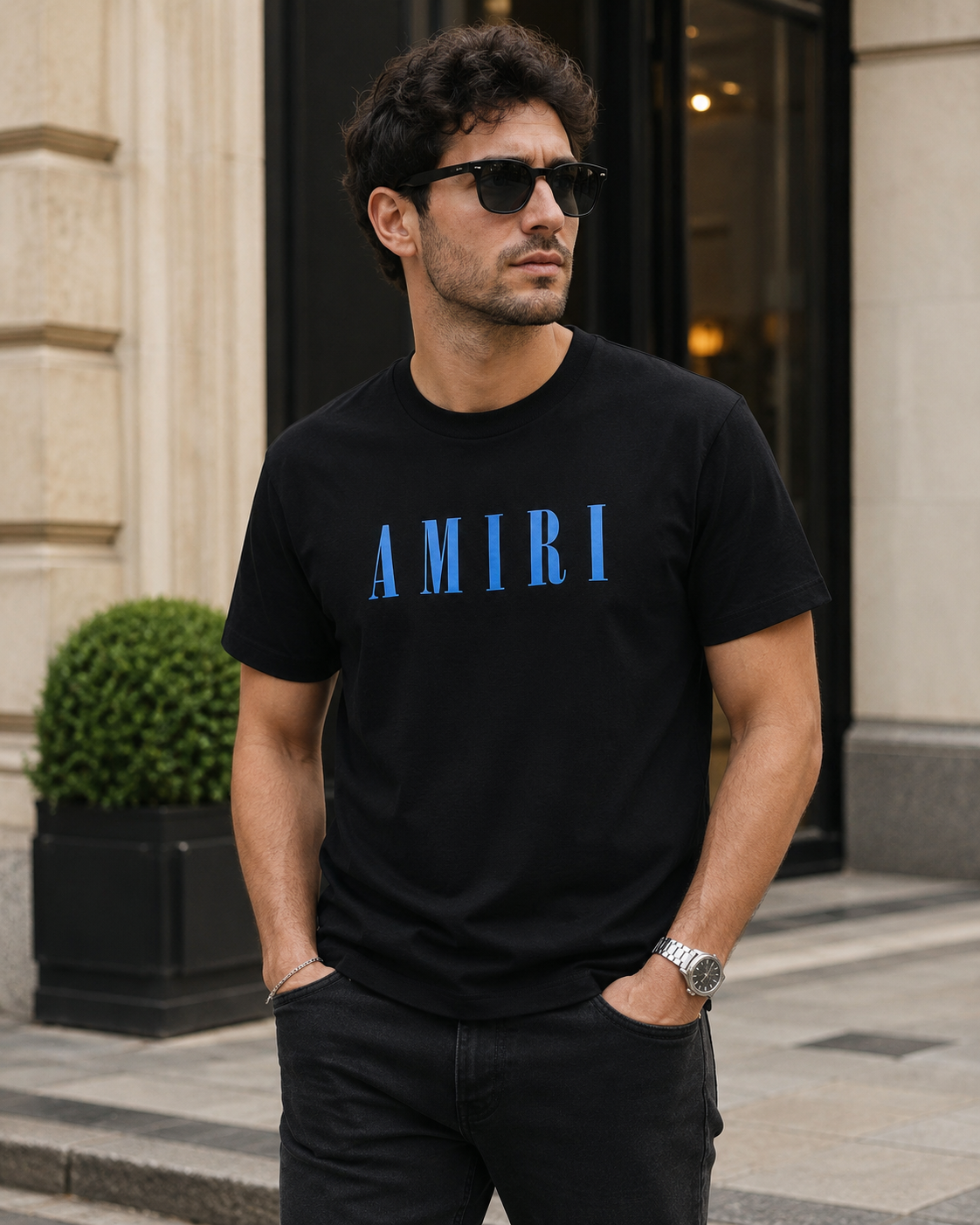 Camiseta Amiri logo azul