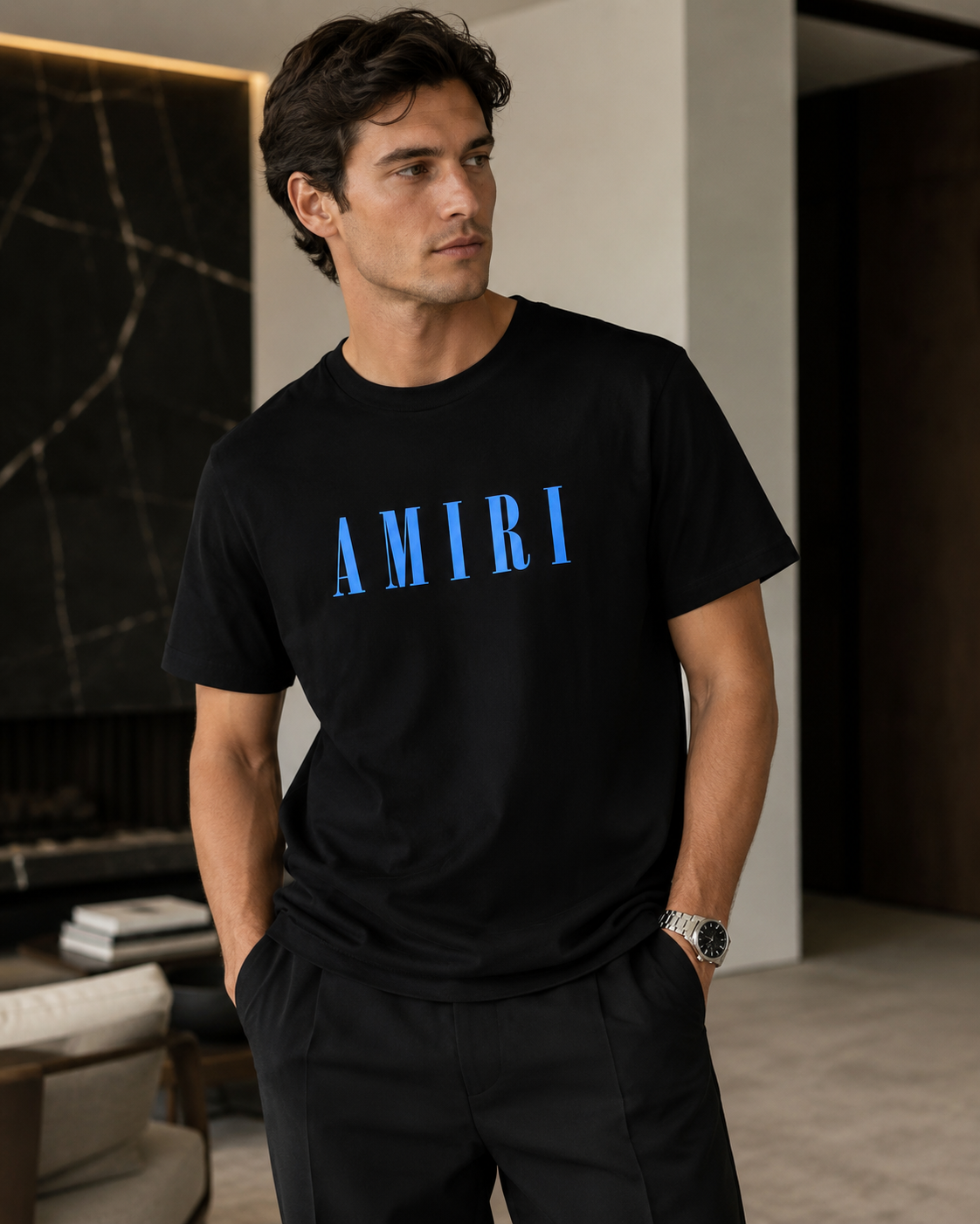 Camiseta Amiri logo azul