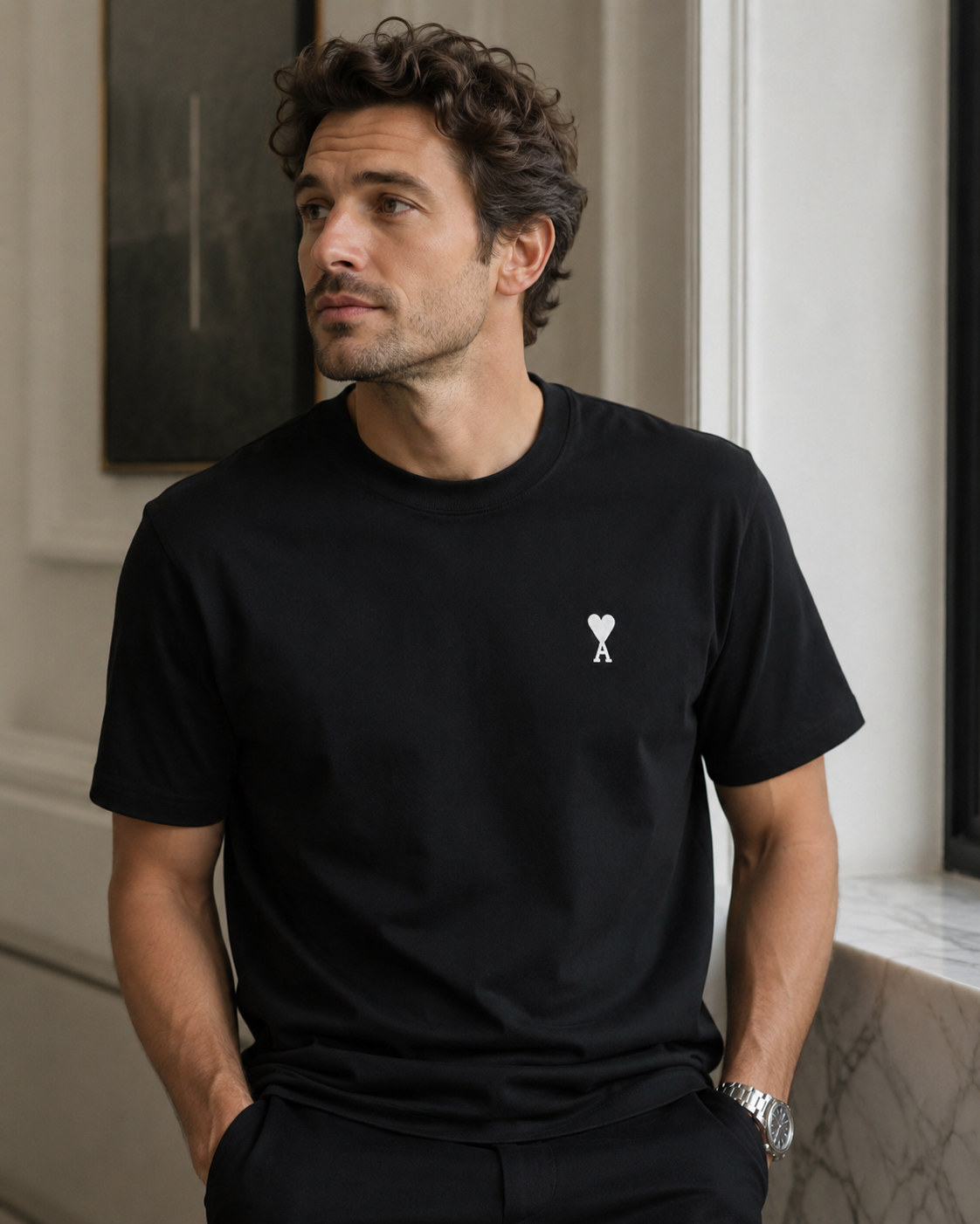 Camiseta Ami Paris logo branca